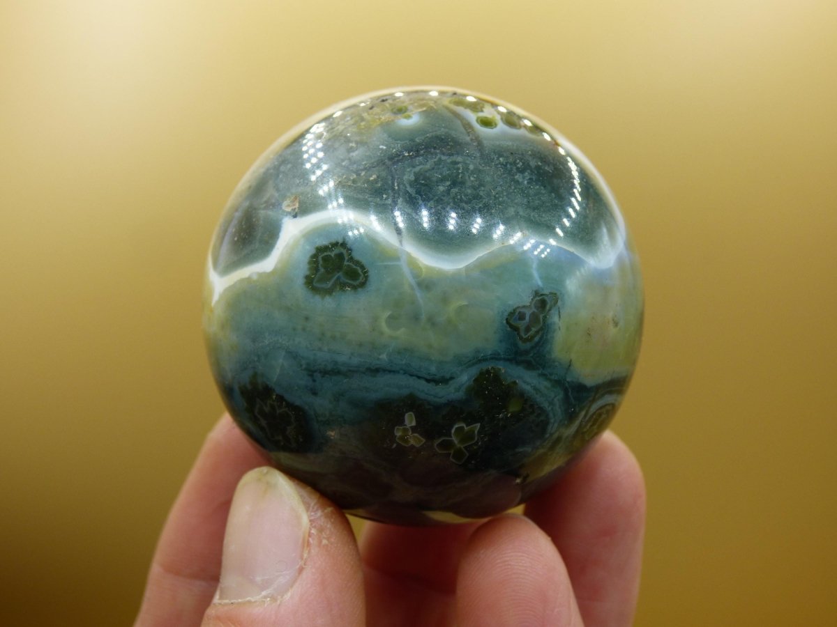 8 Adern Ocean Jaspis Orbicular grün - Edelstein Kugel Natur Heilstein Deko Kristall Geschenk Er Sie Mann Frau Haus Wohnung Energie Selten - Art of Nature Berlin