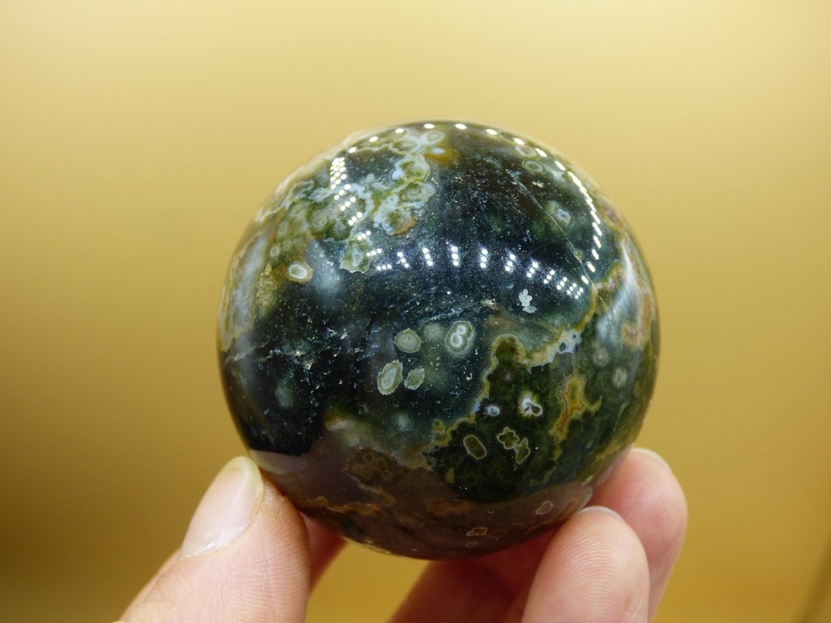 8 Adern Ocean Jaspis Orbicular grün - Edelstein Kugel Natur Heilstein Deko Kristall Geschenk Er Sie Mann Frau Haus Wohnung Energie Selten - Art of Nature Berlin