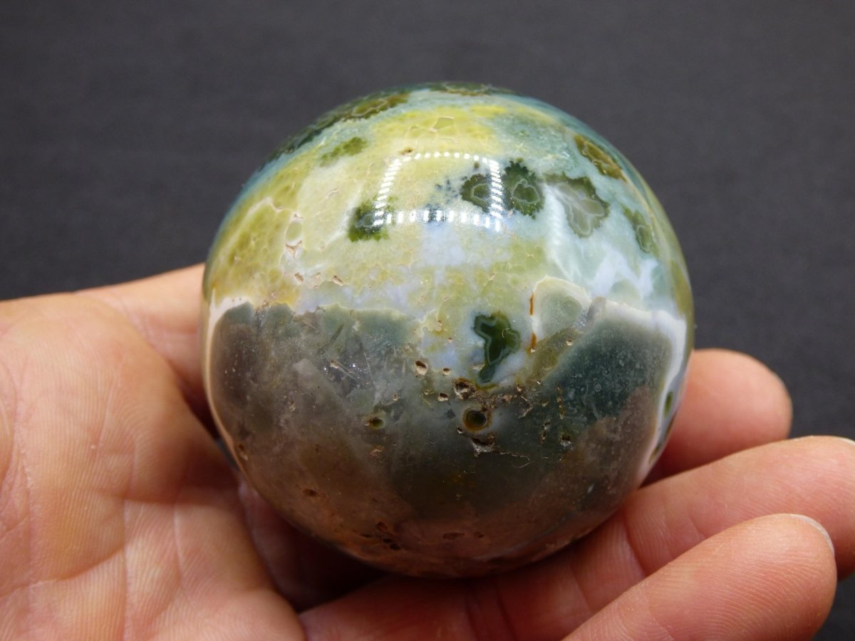 8 Adern Ocean Jaspis Orbicular grün - Edelstein Kugel Natur Heilstein Deko Kristall Geschenk Er Sie Mann Frau Haus Wohnung Energie Selten - Art of Nature Berlin