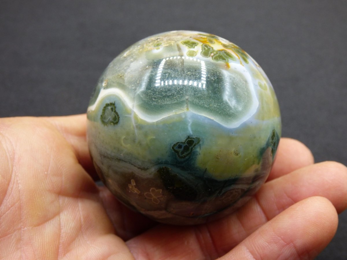 8 Adern Ocean Jaspis Orbicular grün - Edelstein Kugel Natur Heilstein Deko Kristall Geschenk Er Sie Mann Frau Haus Wohnung Energie Selten - Art of Nature Berlin