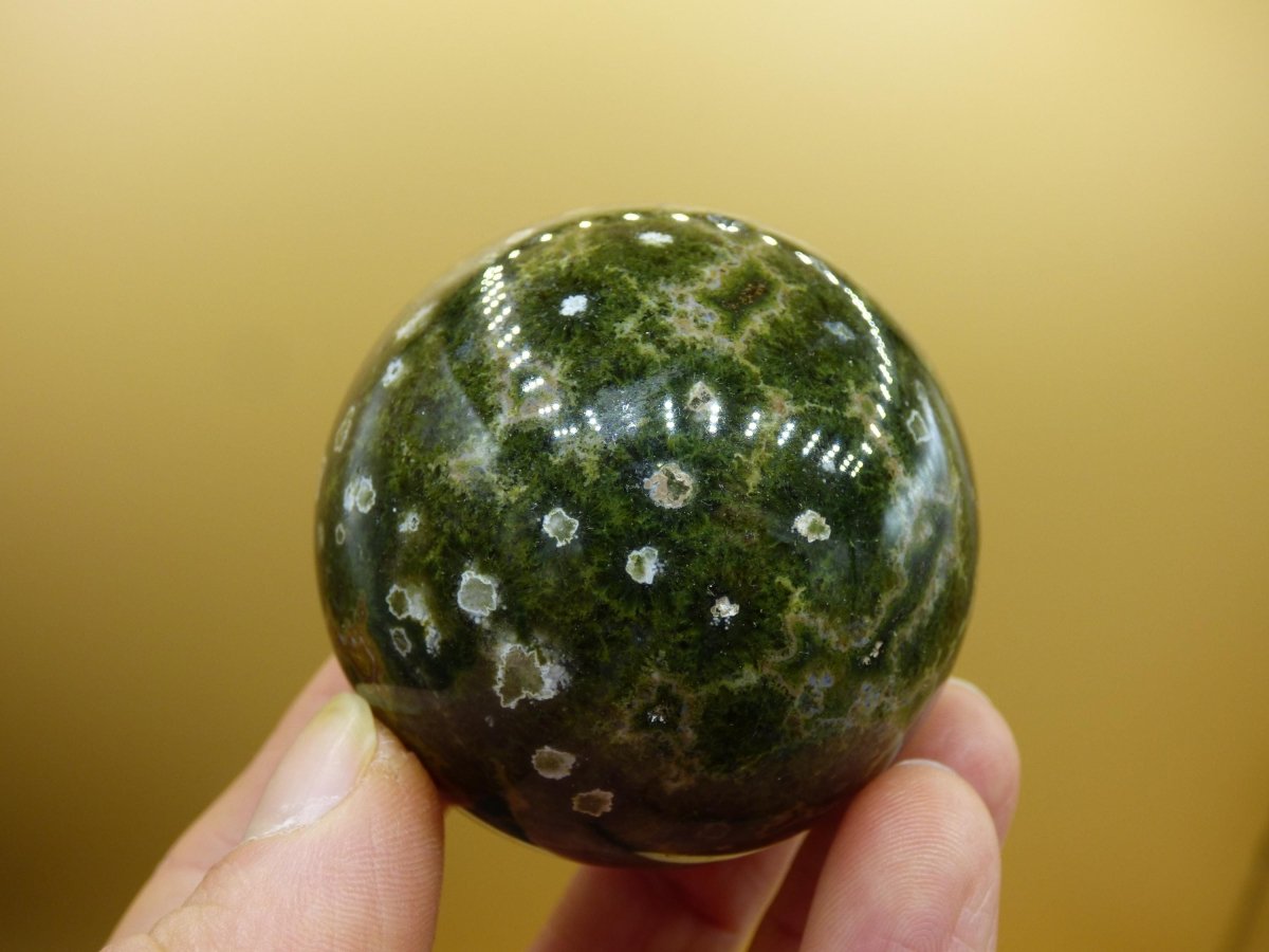 8 Adern Ocean Jaspis Orbicular grün - Edelstein Kugel Natur Heilstein Deko Kristall Geschenk Er Sie Mann Frau Haus Wohnung Energie Selten - Art of Nature Berlin