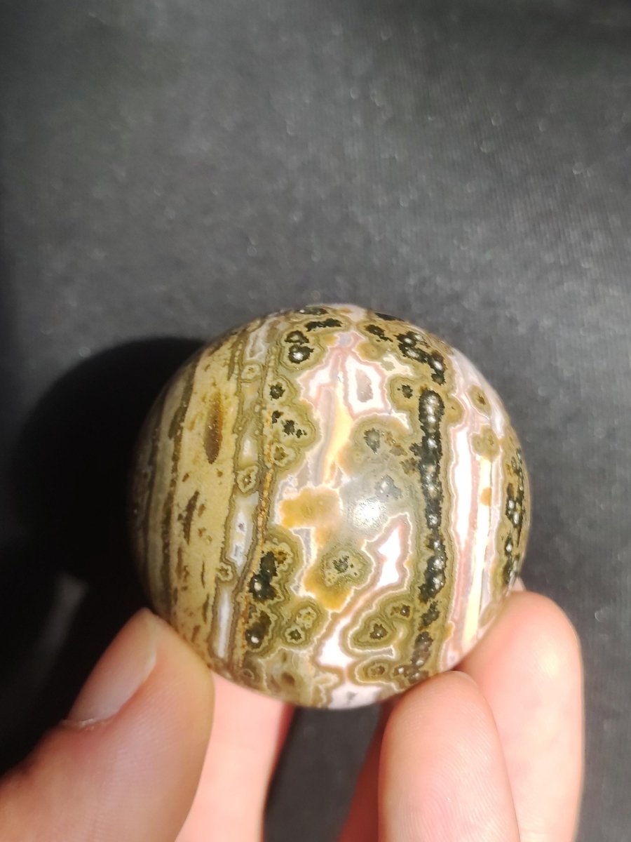 8 Adern Ocean Jaspis Orbicular grün - Edelstein Kugel Natur Heilstein Deko Kristall Geschenk Er Sie Mann Frau Haus Wohnung Energie Selten - Art of Nature Berlin