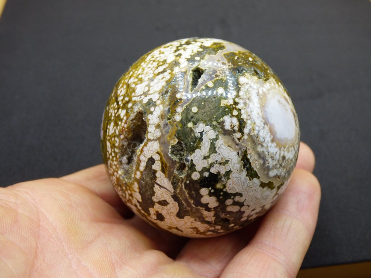 8 Adern Ocean Jaspis Orbicular grün - Edelstein Kugel Natur Heilstein Deko Kristall Geschenk Er Sie Mann Frau Haus Wohnung Energie Selten - Art of Nature Berlin