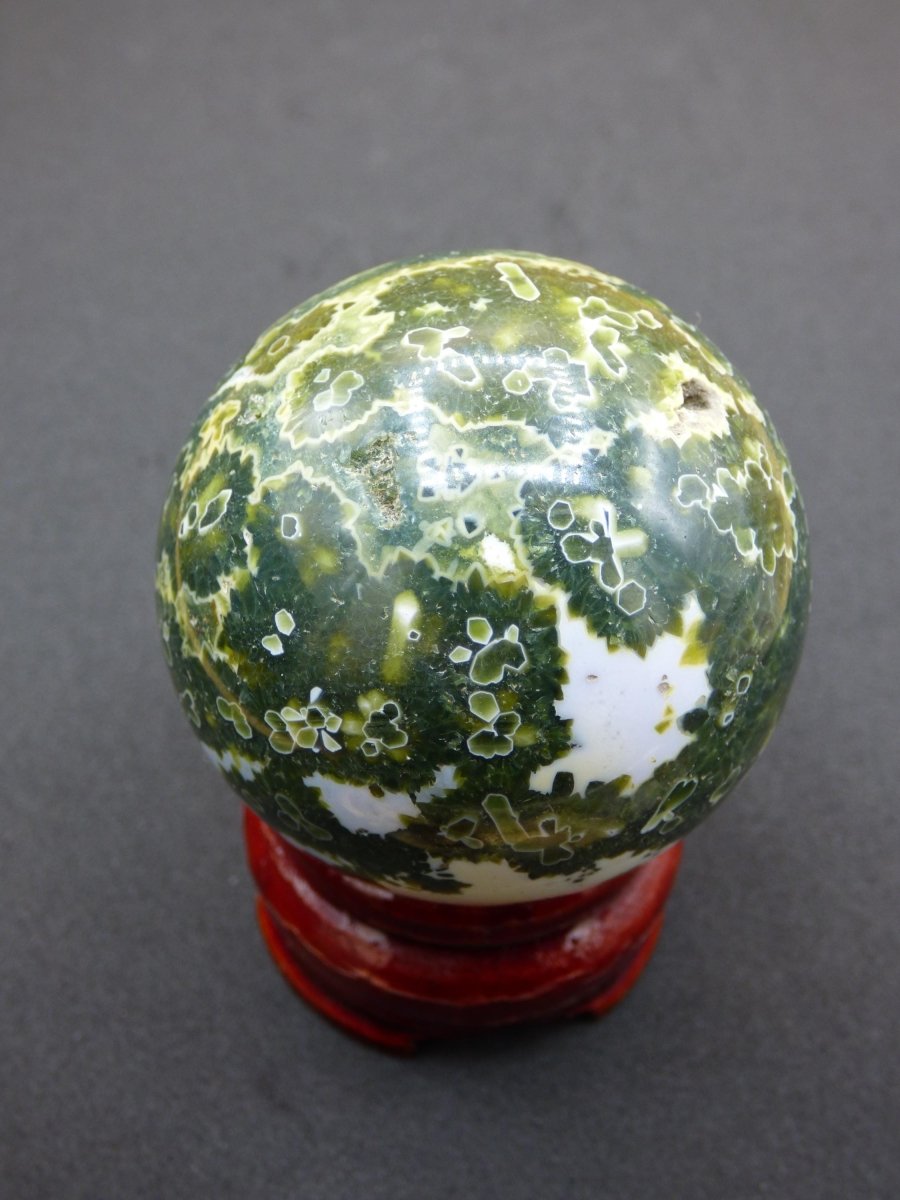 8 Adern Ocean Jaspis Orbicular grün - Edelstein Kugel Natur Heilstein Deko Kristall Geschenk Er Sie Mann Frau Haus Wohnung Energie Selten - Art of Nature Berlin