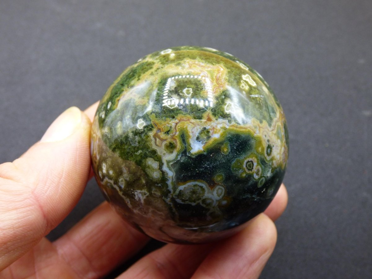 8 Adern Ocean Jaspis Orbicular grün - Edelstein Kugel Natur Heilstein Deko Kristall Geschenk Er Sie Mann Frau Haus Wohnung Energie Selten - Art of Nature Berlin
