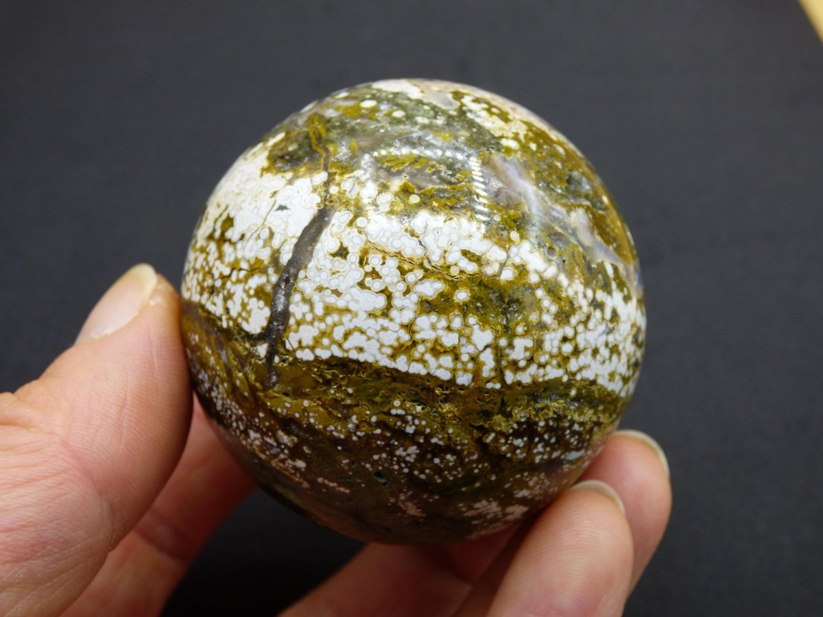 8 Adern Ocean Jaspis Orbicular grün - Edelstein Kugel Natur Heilstein Deko Kristall Geschenk Er Sie Mann Frau Haus Wohnung Energie Selten - Art of Nature Berlin