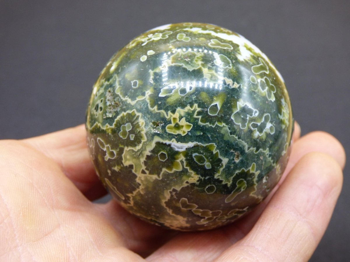 8 Adern Ocean Jaspis Orbicular grün - Edelstein Kugel Natur Heilstein Deko Kristall Geschenk Er Sie Mann Frau Haus Wohnung Energie Selten - Art of Nature Berlin