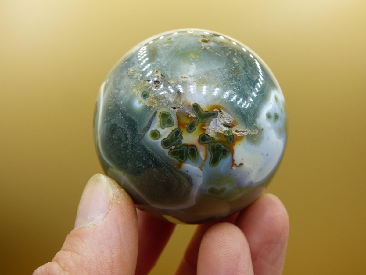 8 Adern Ocean Jaspis Orbicular grün - Edelstein Kugel Natur Heilstein Deko Kristall Geschenk Er Sie Mann Frau Haus Wohnung Energie Selten - Art of Nature Berlin