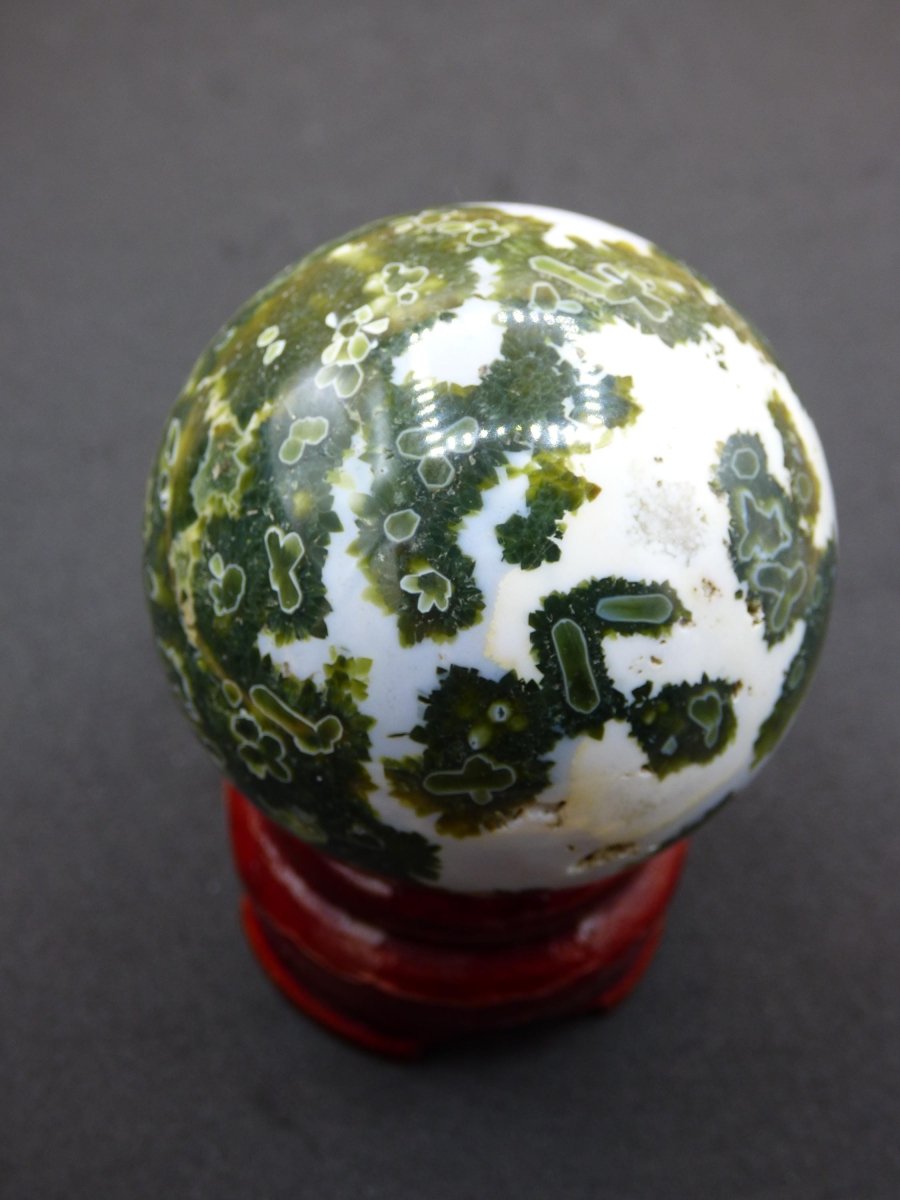 8 Adern Ocean Jaspis Orbicular grün - Edelstein Kugel Natur Heilstein Deko Kristall Geschenk Er Sie Mann Frau Haus Wohnung Energie Selten - Art of Nature Berlin