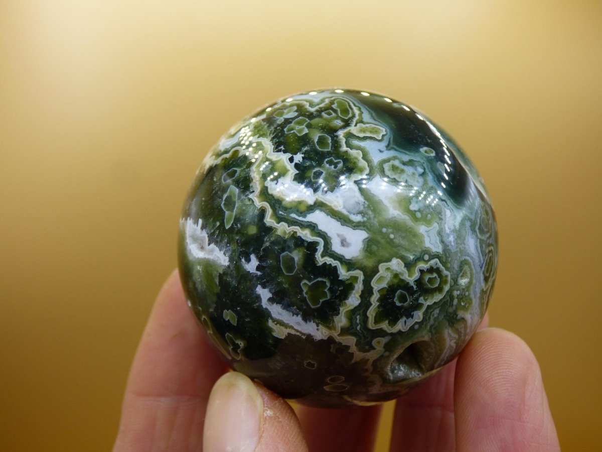 8 Adern Ocean Jaspis Orbicular grün - Edelstein Kugel Rarität Natur Heilstein Deko Kristall Geschenk Er Sie Mann Frau Haus Energie Selten - Art of Nature Berlin