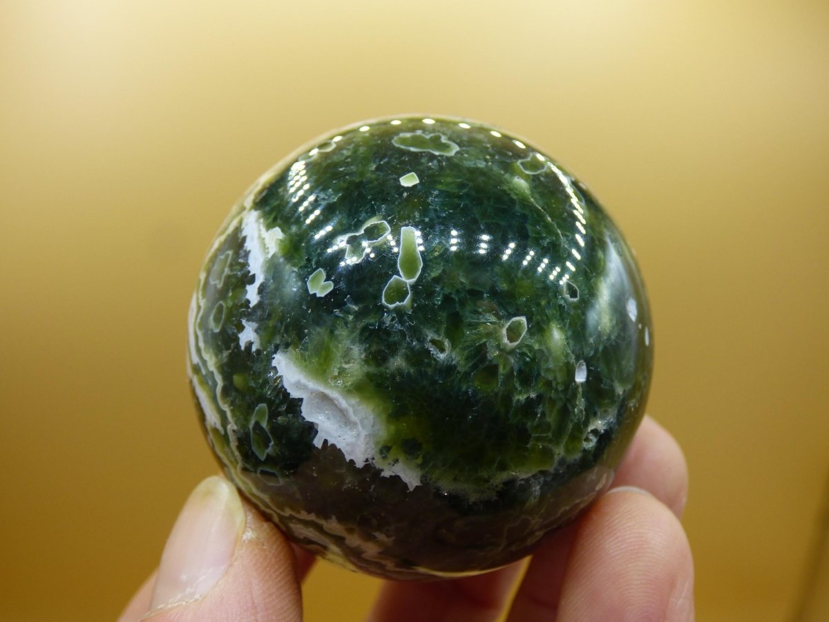 8 Adern Ocean Jaspis Orbicular grün - Edelstein Kugel Rarität Natur Heilstein Deko Kristall Geschenk Er Sie Mann Frau Haus Energie Selten - Art of Nature Berlin