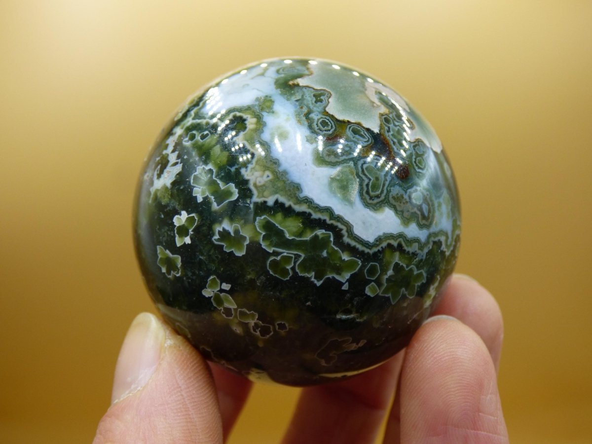 8 Adern Ocean Jaspis Orbicular grün - Edelstein Kugel Rarität Natur Heilstein Deko Kristall Geschenk Er Sie Mann Frau Haus Energie Selten - Art of Nature Berlin