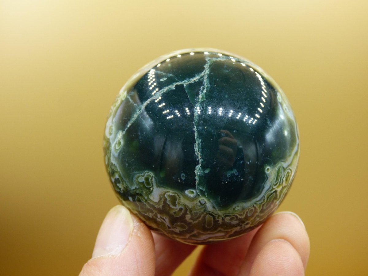 8 Adern Ocean Jaspis Orbicular grün - Edelstein Kugel Rarität Natur Heilstein Deko Kristall Geschenk Er Sie Mann Frau Haus Energie Selten - Art of Nature Berlin