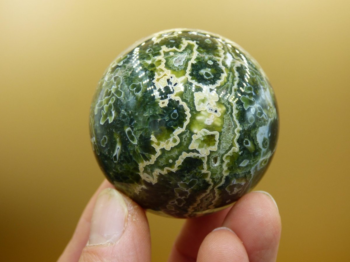 8 Adern Ocean Jaspis Orbicular grün - Edelstein Kugel Rarität Natur Heilstein Deko Kristall Geschenk Er Sie Mann Frau Haus Energie Selten - Art of Nature Berlin