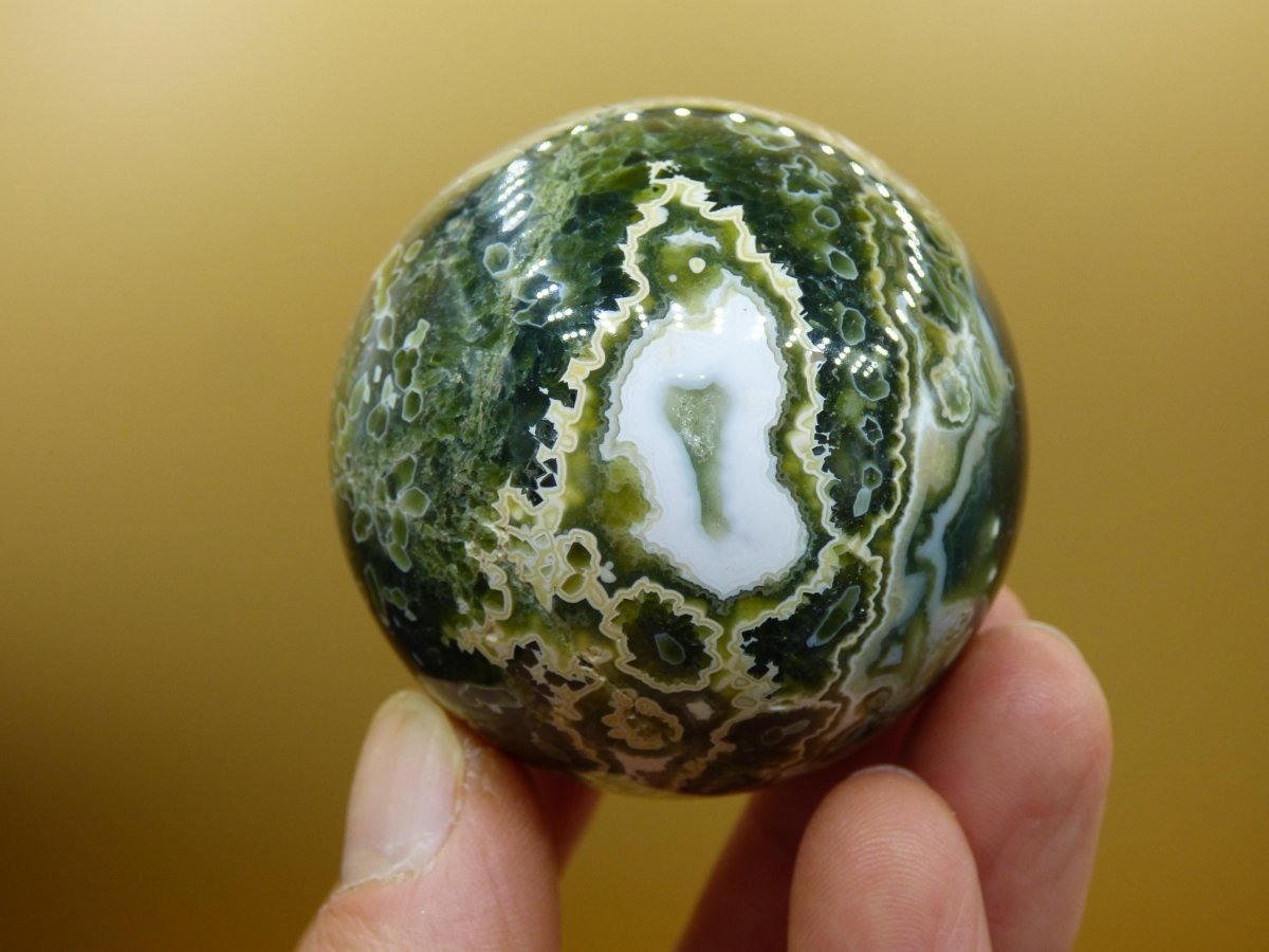 8 Adern Ocean Jaspis Orbicular grün - Edelstein Kugel Rarität Natur Heilstein Deko Kristall Geschenk Er Sie Mann Frau Haus Energie Selten - Art of Nature Berlin