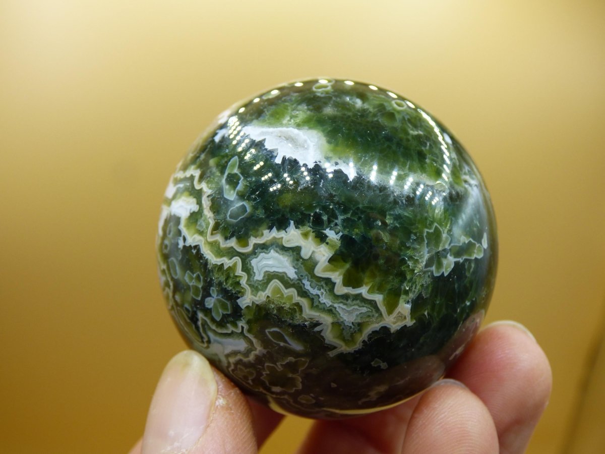 8 Adern Ocean Jaspis Orbicular grün - Edelstein Kugel Rarität Natur Heilstein Deko Kristall Geschenk Er Sie Mann Frau Haus Energie Selten - Art of Nature Berlin