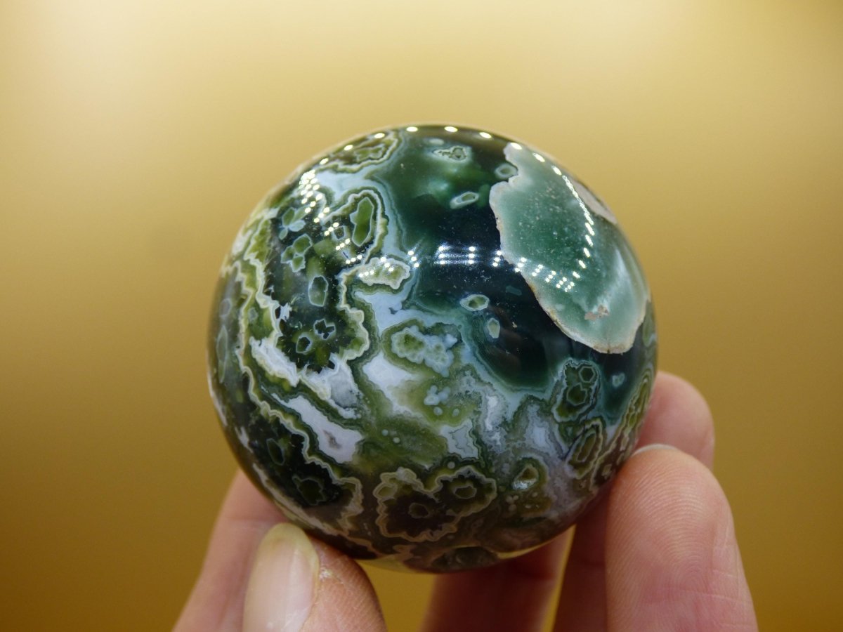 8 Adern Ocean Jaspis Orbicular grün - Edelstein Kugel Rarität Natur Heilstein Deko Kristall Geschenk Er Sie Mann Frau Haus Energie Selten - Art of Nature Berlin