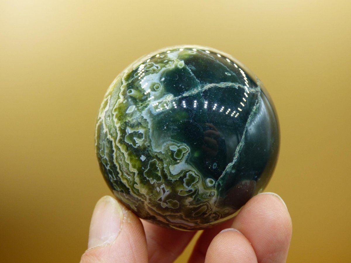 8 Adern Ocean Jaspis Orbicular grün - Edelstein Kugel Rarität Natur Heilstein Deko Kristall Geschenk Er Sie Mann Frau Haus Energie Selten - Art of Nature Berlin