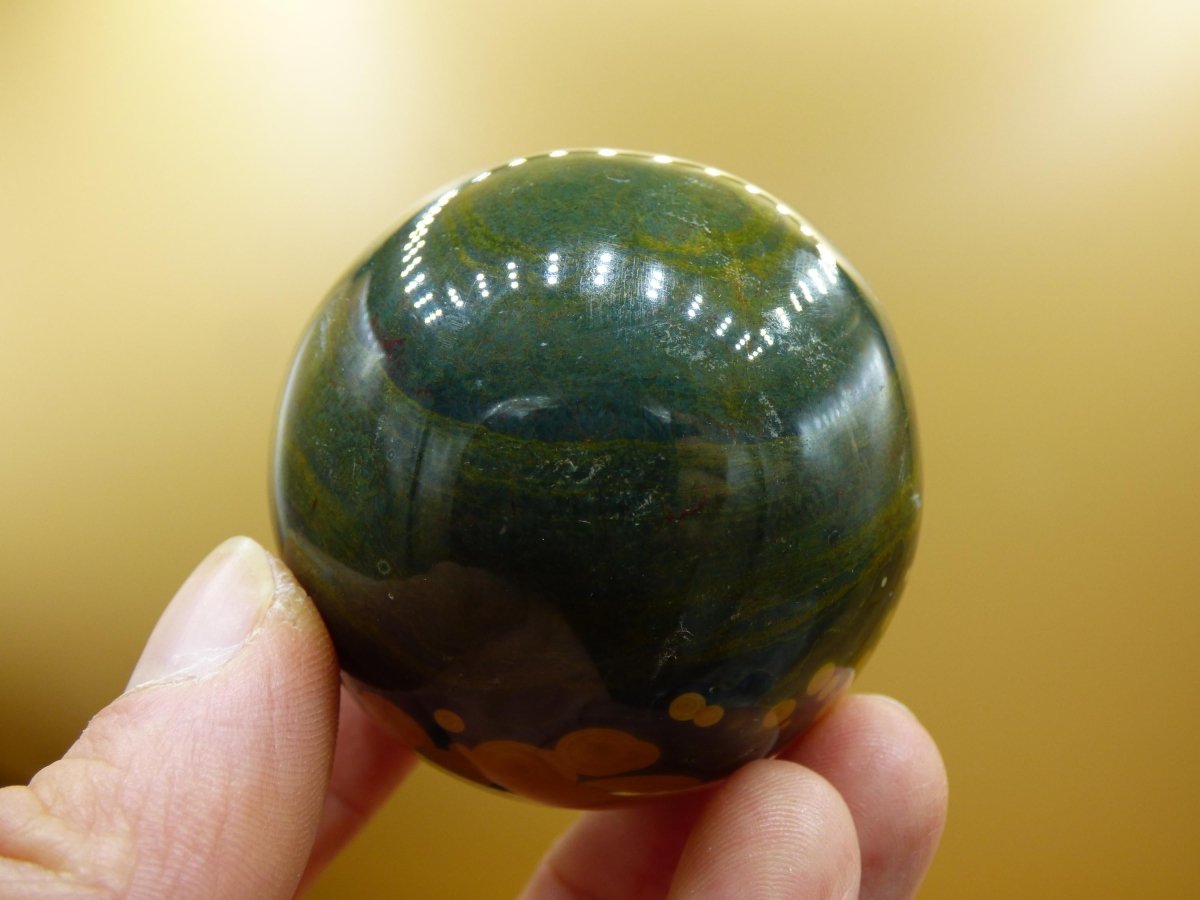 8 Adern Ocean Jaspis Orbicular grün gelb Edelstein Kugel Natur Heilstein Deko Kristall Geschenk Er Sie Mann Frau Haus Wohnung Energie Selten - Art of Nature Berlin