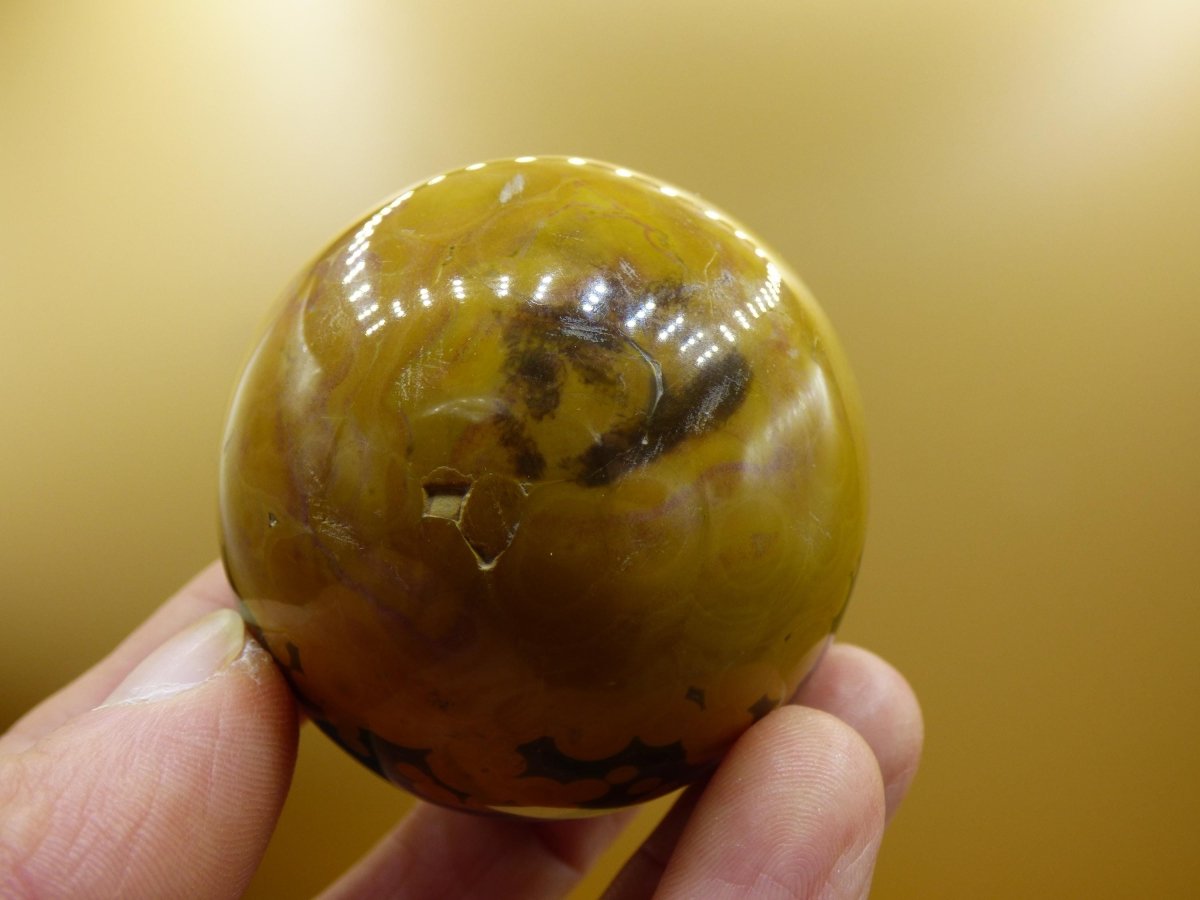 8 Adern Ocean Jaspis Orbicular grün gelb Edelstein Kugel Natur Heilstein Deko Kristall Geschenk Er Sie Mann Frau Haus Wohnung Energie Selten - Art of Nature Berlin