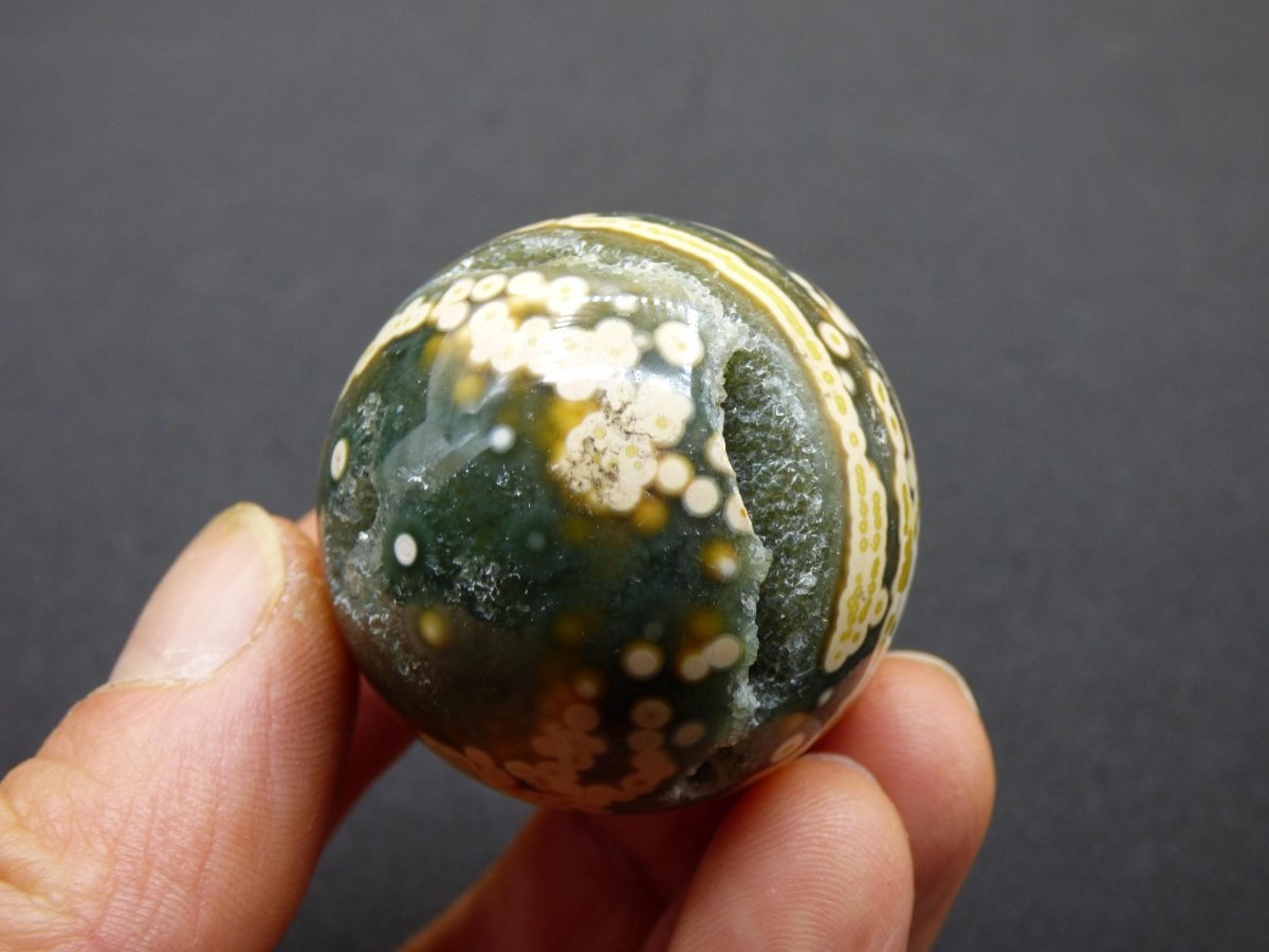 8 Adern Ocean Jaspis Orbicular grün gelb Edelstein Kugel Rarität Natur Heilstein Deko Kristall Geschenk Er Sie Mann Frau Haus Energie Selten - Art of Nature Berlin