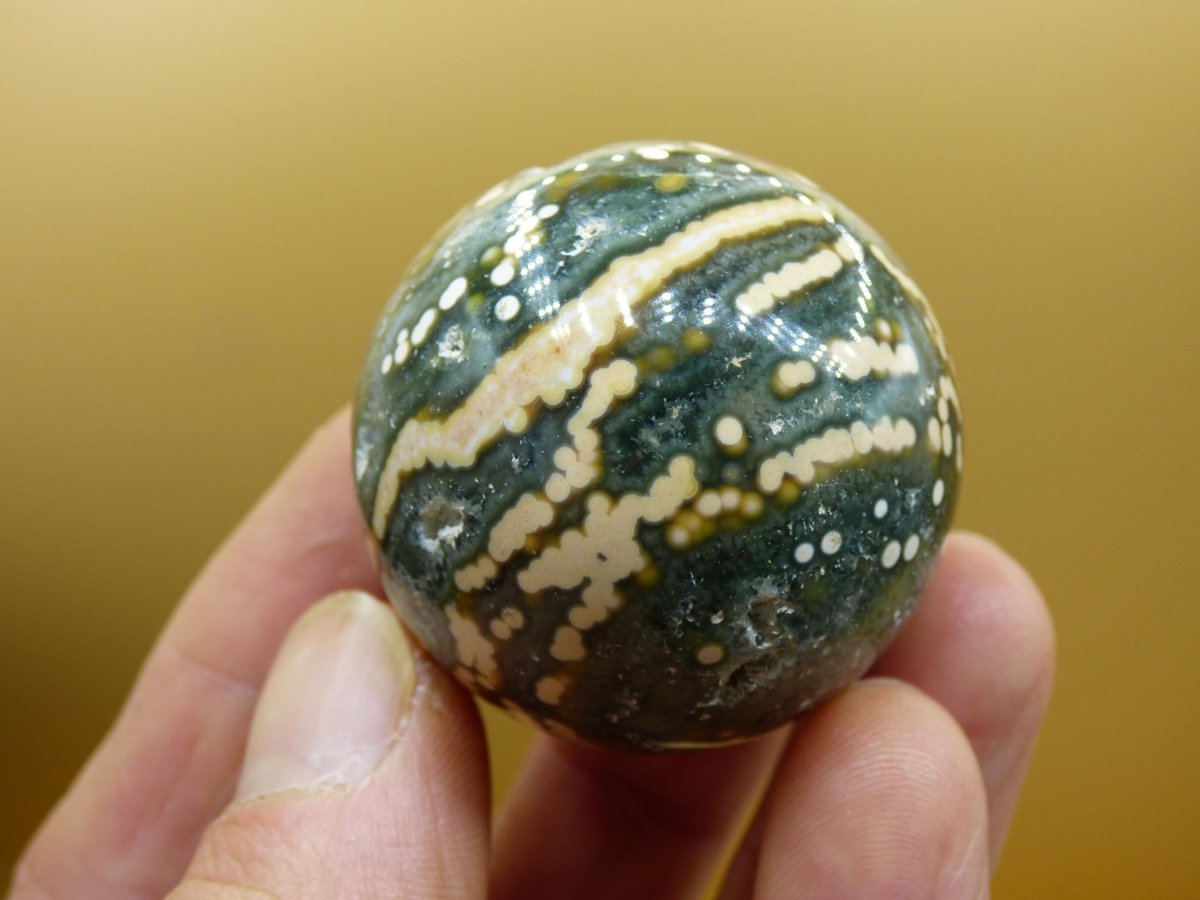 8 Adern Ocean Jaspis Orbicular grün gelb Edelstein Kugel Rarität Natur Heilstein Deko Kristall Geschenk Er Sie Mann Frau Haus Energie Selten - Art of Nature Berlin