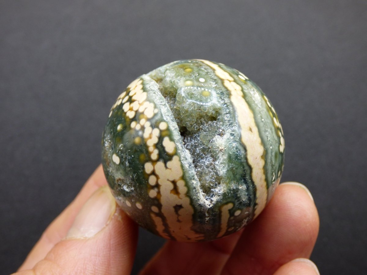 8 Adern Ocean Jaspis Orbicular grün gelb Edelstein Kugel Rarität Natur Heilstein Deko Kristall Geschenk Er Sie Mann Frau Haus Energie Selten - Art of Nature Berlin
