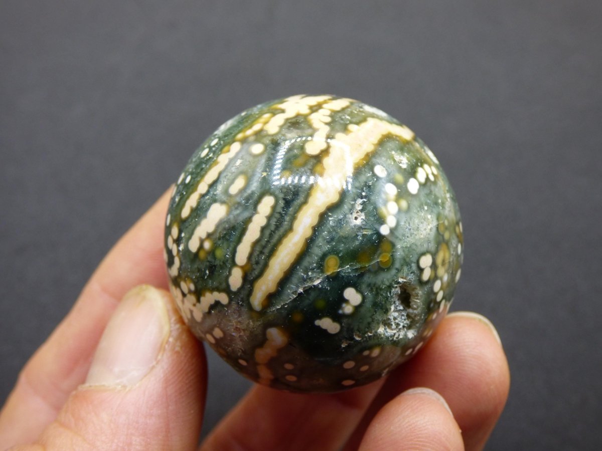 8 Adern Ocean Jaspis Orbicular grün gelb Edelstein Kugel Rarität Natur Heilstein Deko Kristall Geschenk Er Sie Mann Frau Haus Energie Selten - Art of Nature Berlin