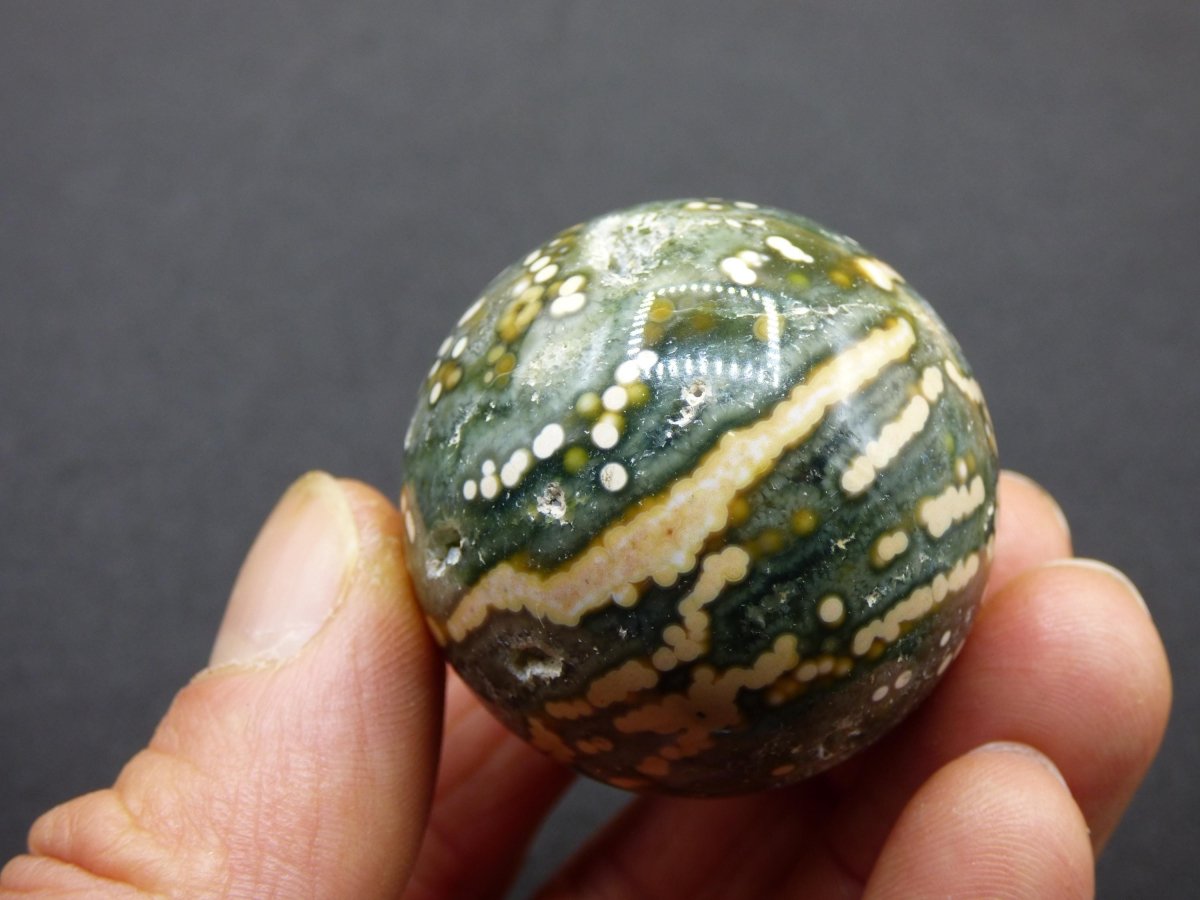8 Adern Ocean Jaspis Orbicular grün gelb Edelstein Kugel Rarität Natur Heilstein Deko Kristall Geschenk Er Sie Mann Frau Haus Energie Selten - Art of Nature Berlin