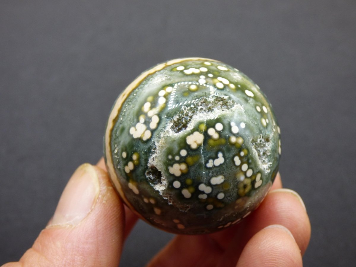 8 Adern Ocean Jaspis Orbicular grün gelb Edelstein Kugel Rarität Natur Heilstein Deko Kristall Geschenk Er Sie Mann Frau Haus Energie Selten - Art of Nature Berlin