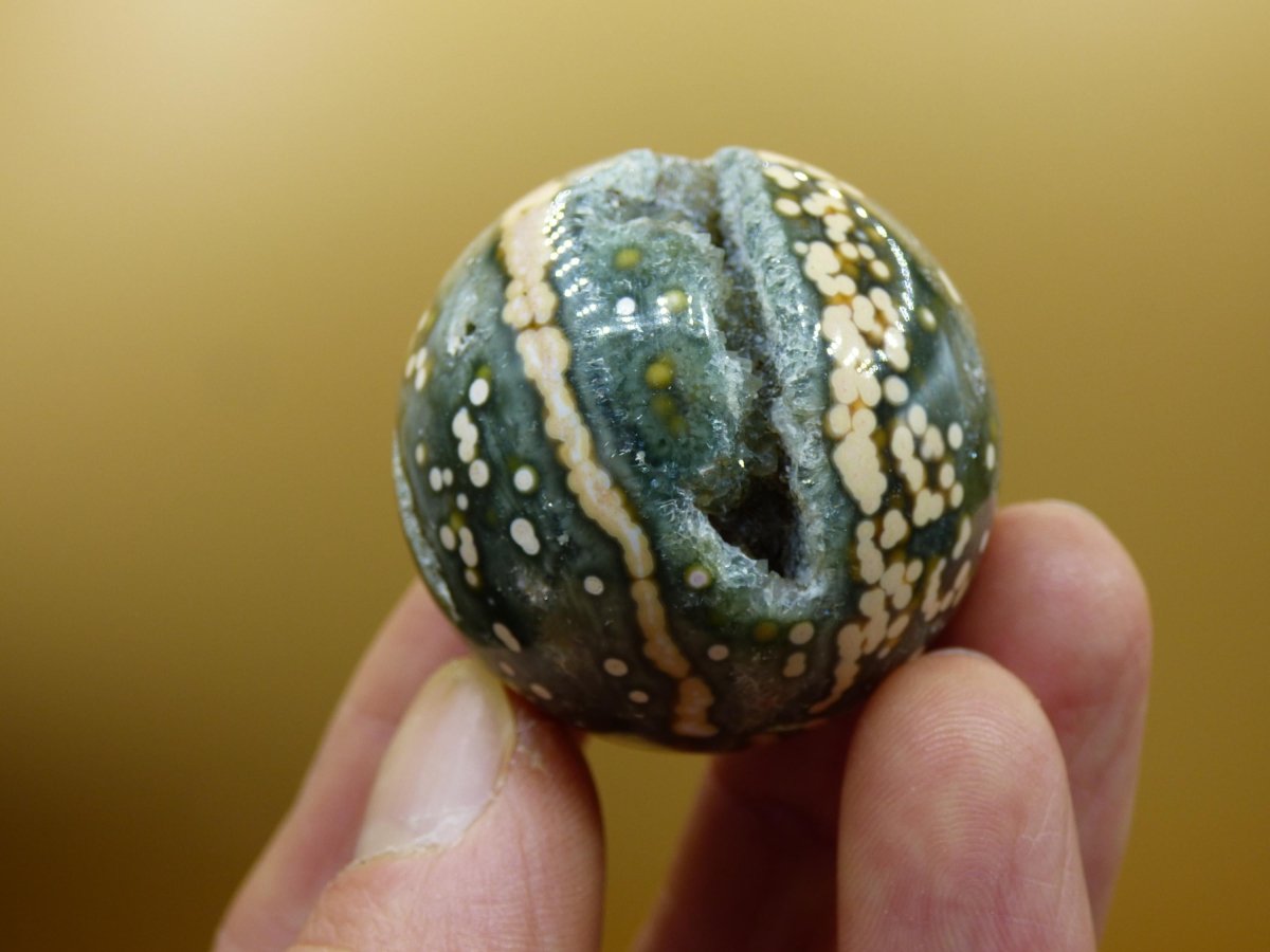 8 Adern Ocean Jaspis Orbicular grün gelb Edelstein Kugel Rarität Natur Heilstein Deko Kristall Geschenk Er Sie Mann Frau Haus Energie Selten - Art of Nature Berlin
