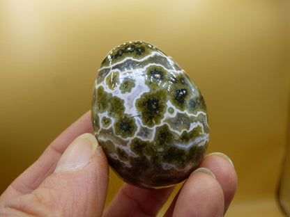 8 Adern Ocean Jaspis Orbicular grün gelb weiß - Edelstein Ei Kugel Natur Heilstein Deko Crystal Geschenk Er Sie Mann Frau Haus Wohnen Selten - Art of Nature Berlin