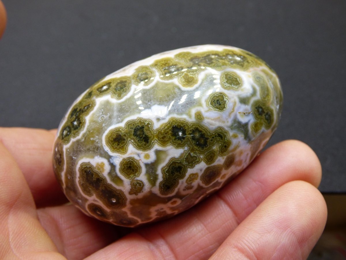 8 Adern Ocean Jaspis Orbicular grün gelb weiß - Edelstein Ei Kugel Natur Heilstein Deko Crystal Geschenk Er Sie Mann Frau Haus Wohnen Selten - Art of Nature Berlin