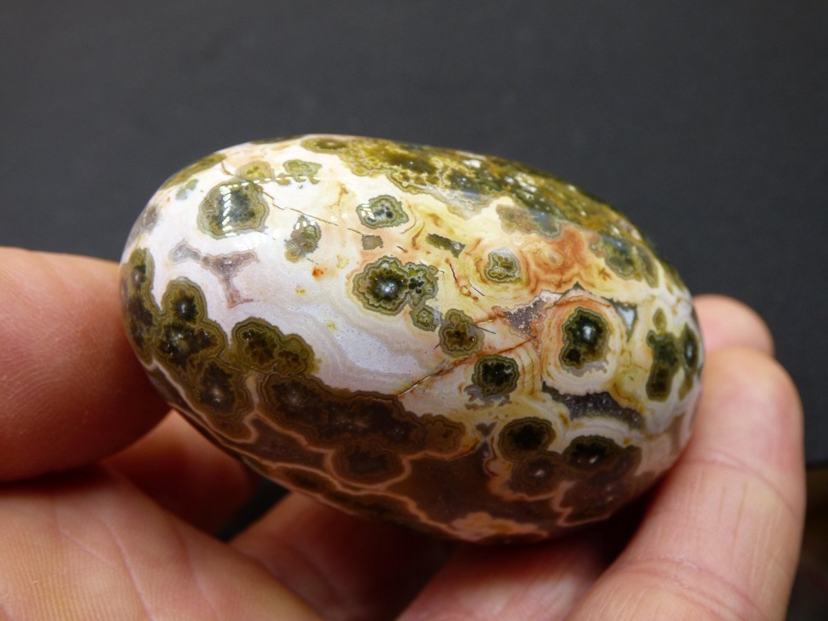 8 Adern Ocean Jaspis Orbicular grün gelb weiß - Edelstein Ei Kugel Natur Heilstein Deko Crystal Geschenk Er Sie Mann Frau Haus Wohnen Selten - Art of Nature Berlin