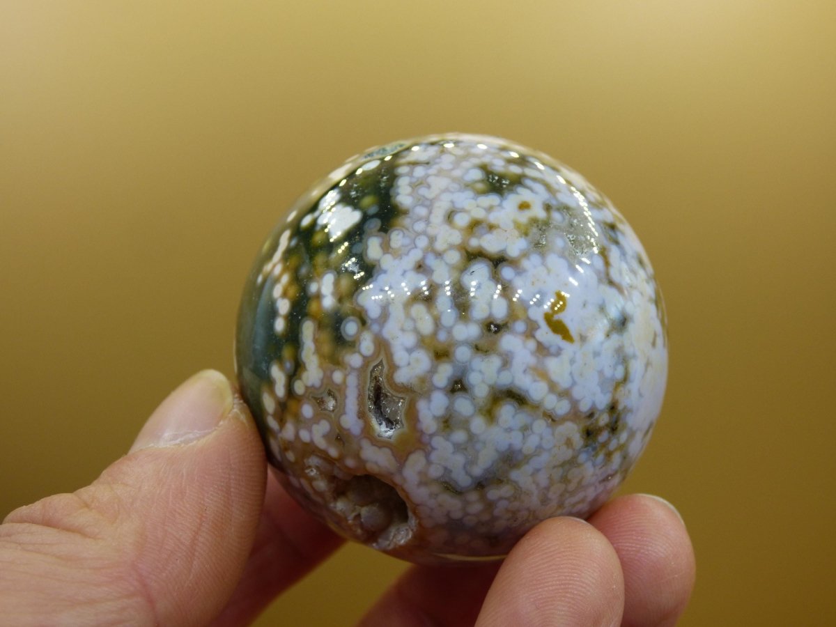 8 Adern Ocean Jaspis Orbicular grün gelb weiß Edelstein Kugel Rarität Natur Heilstein Deko Kristall Geschenk Er Sie Mann Frau Energie Selten - Art of Nature Berlin