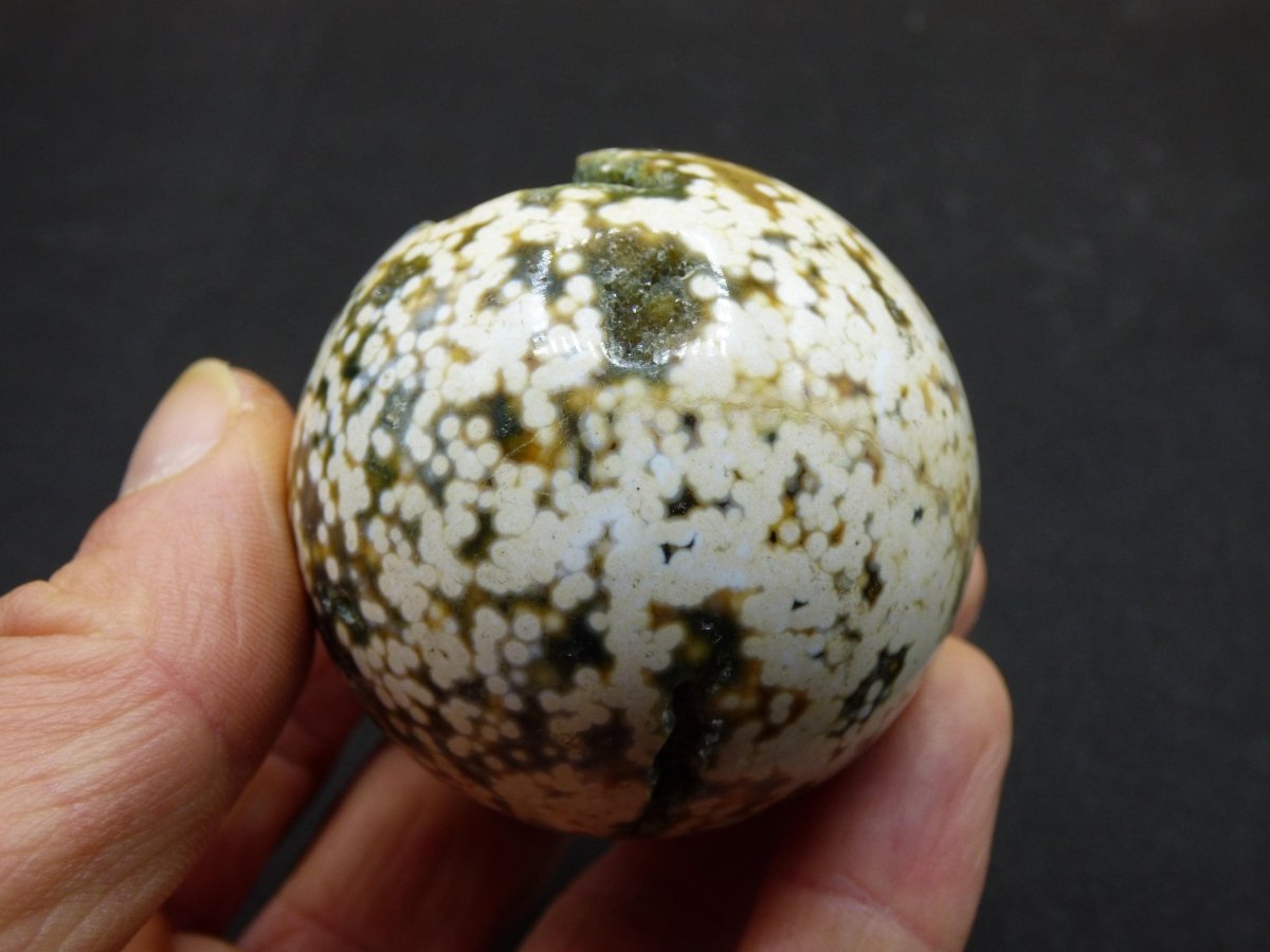 8 Adern Ocean Jaspis Orbicular grün gelb weiß Edelstein Kugel Rarität Natur Heilstein Deko Kristall Geschenk Er Sie Mann Frau Energie Selten - Art of Nature Berlin