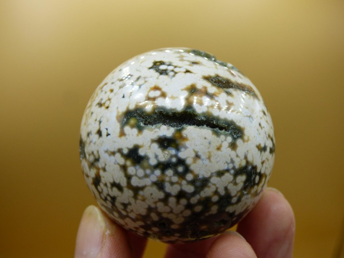 8 Adern Ocean Jaspis Orbicular grün gelb weiß Edelstein Kugel Rarität Natur Heilstein Deko Kristall Geschenk Er Sie Mann Frau Energie Selten - Art of Nature Berlin