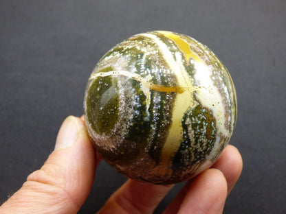 8 Adern Ocean Jaspis Orbicular grün gelb weiß Edelstein Kugel Rarität Natur Heilstein Deko Kristall Geschenk Er Sie Mann Frau Energie Selten - Art of Nature Berlin