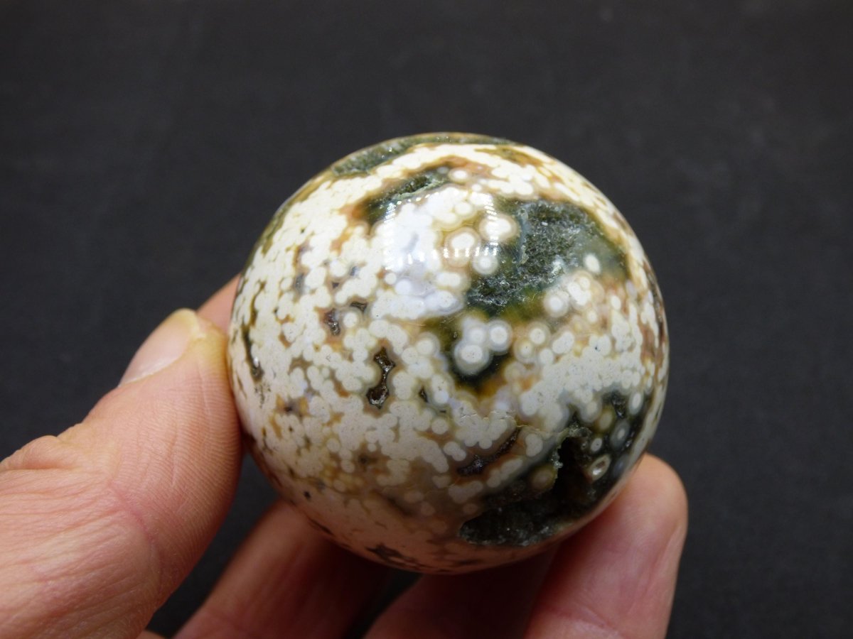 8 Adern Ocean Jaspis Orbicular grün gelb weiß Edelstein Kugel Rarität Natur Heilstein Deko Kristall Geschenk Er Sie Mann Frau Energie Selten - Art of Nature Berlin