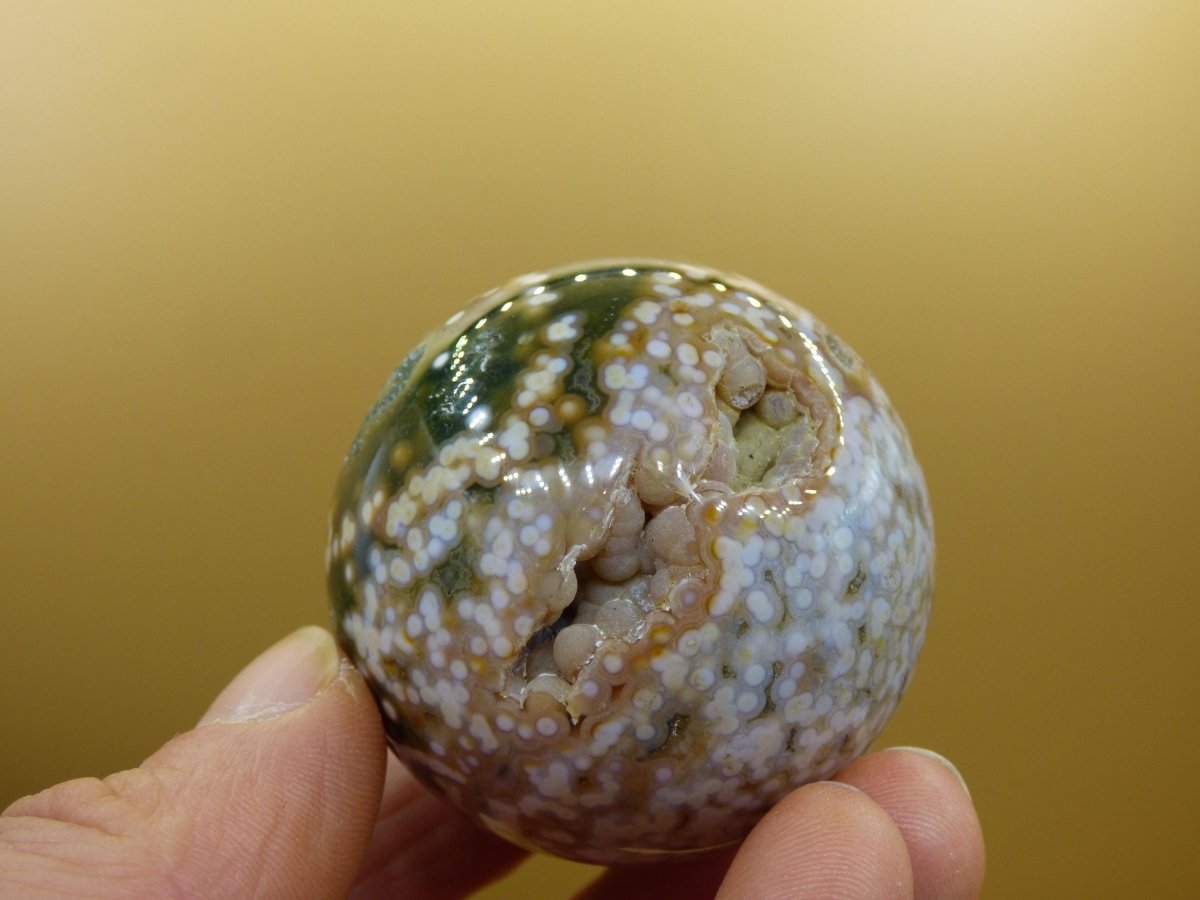 8 Adern Ocean Jaspis Orbicular grün gelb weiß Edelstein Kugel Rarität Natur Heilstein Deko Kristall Geschenk Er Sie Mann Frau Energie Selten - Art of Nature Berlin