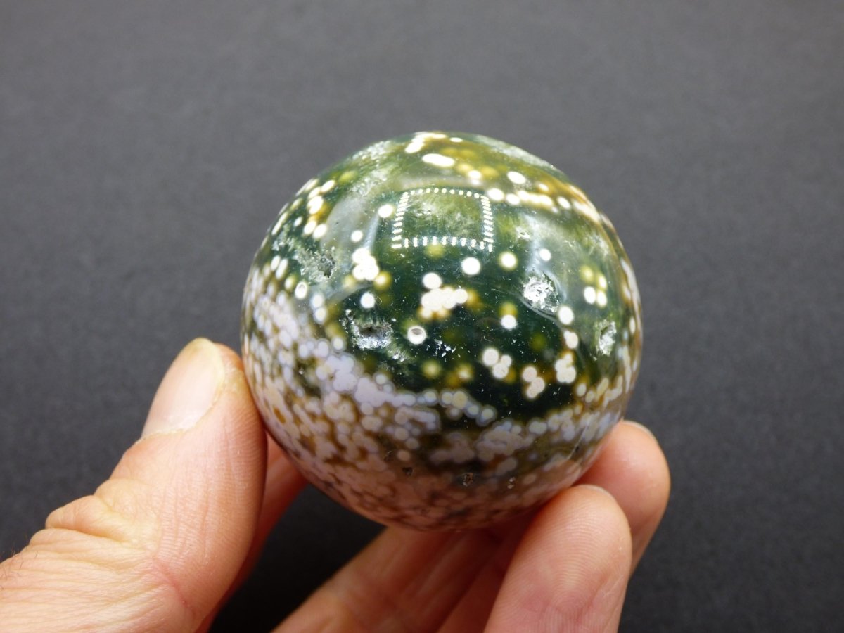 8 Adern Ocean Jaspis Orbicular grün gelb weiß Edelstein Kugel Rarität Natur Heilstein Deko Kristall Geschenk Er Sie Mann Frau Energie Selten - Art of Nature Berlin