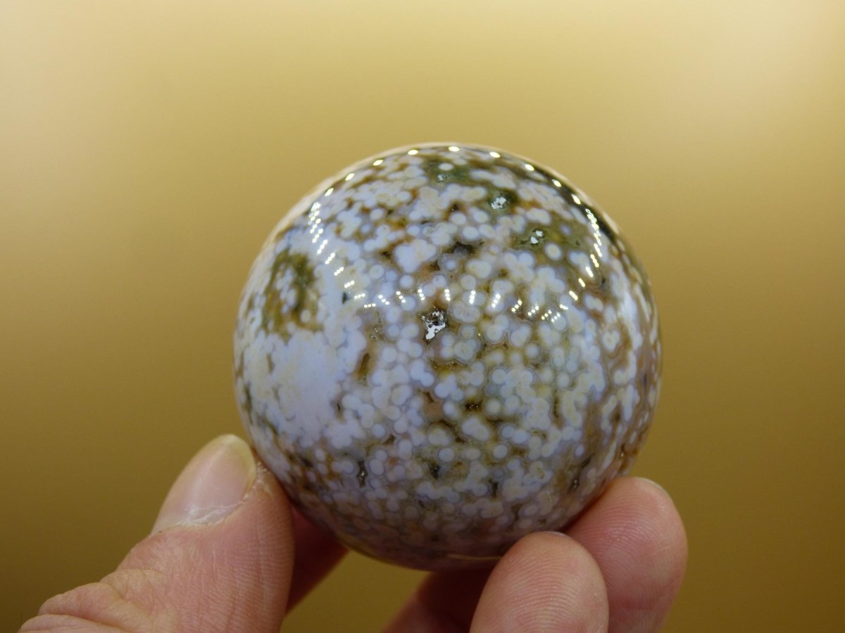 8 Adern Ocean Jaspis Orbicular grün gelb weiß Edelstein Kugel Rarität Natur Heilstein Deko Kristall Geschenk Er Sie Mann Frau Energie Selten - Art of Nature Berlin