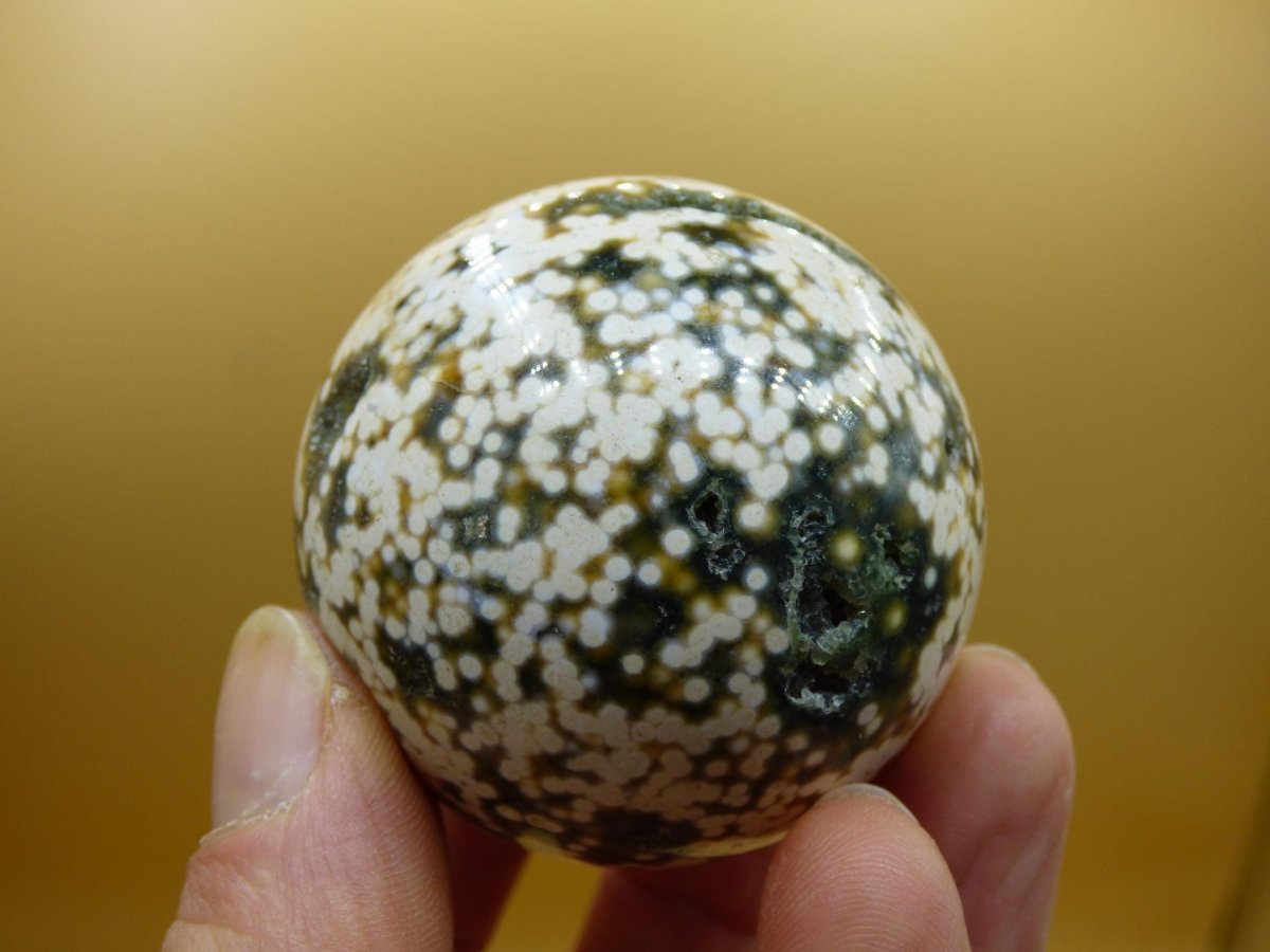 8 Adern Ocean Jaspis Orbicular grün gelb weiß Edelstein Kugel Rarität Natur Heilstein Deko Kristall Geschenk Er Sie Mann Frau Energie Selten - Art of Nature Berlin