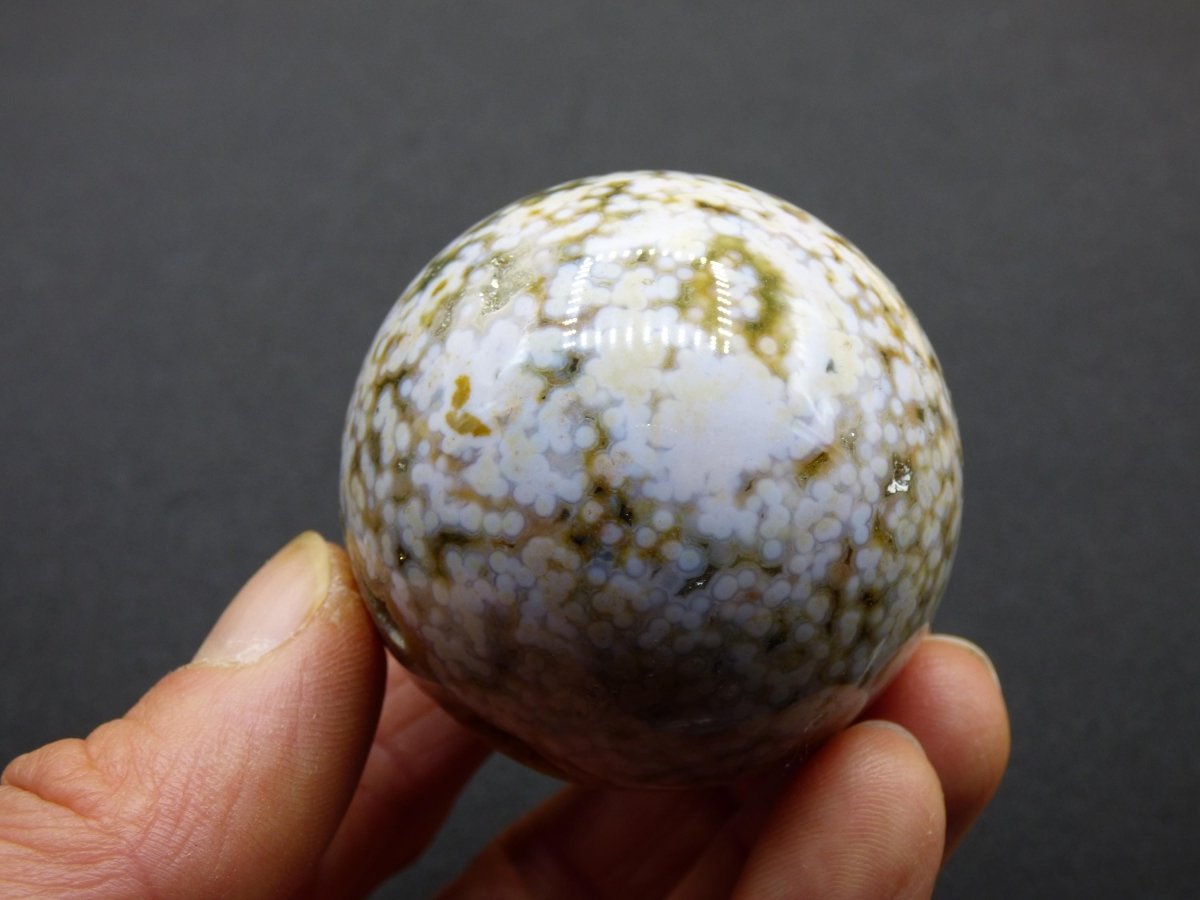 8 Adern Ocean Jaspis Orbicular grün gelb weiß Edelstein Kugel Rarität Natur Heilstein Deko Kristall Geschenk Er Sie Mann Frau Energie Selten - Art of Nature Berlin