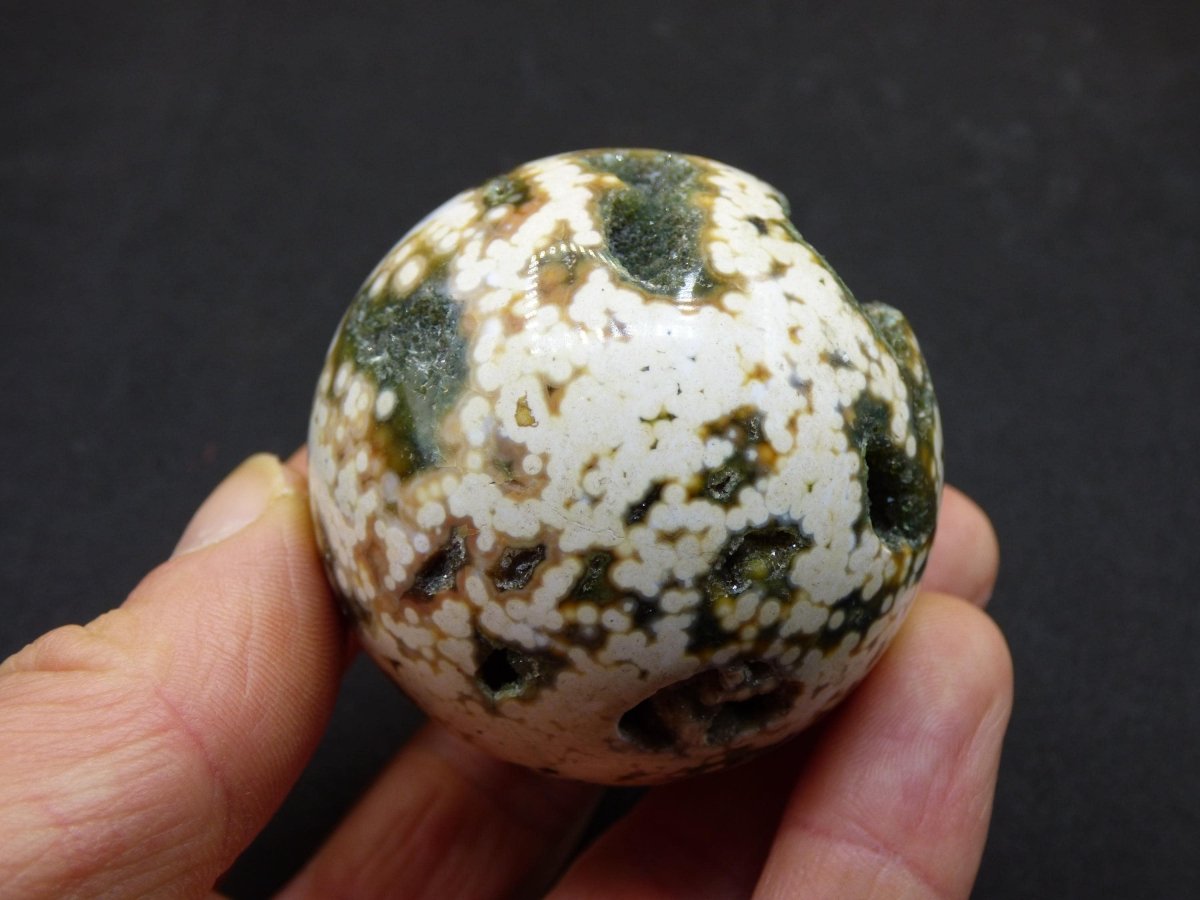 8 Adern Ocean Jaspis Orbicular grün gelb weiß Edelstein Kugel Rarität Natur Heilstein Deko Kristall Geschenk Er Sie Mann Frau Energie Selten - Art of Nature Berlin