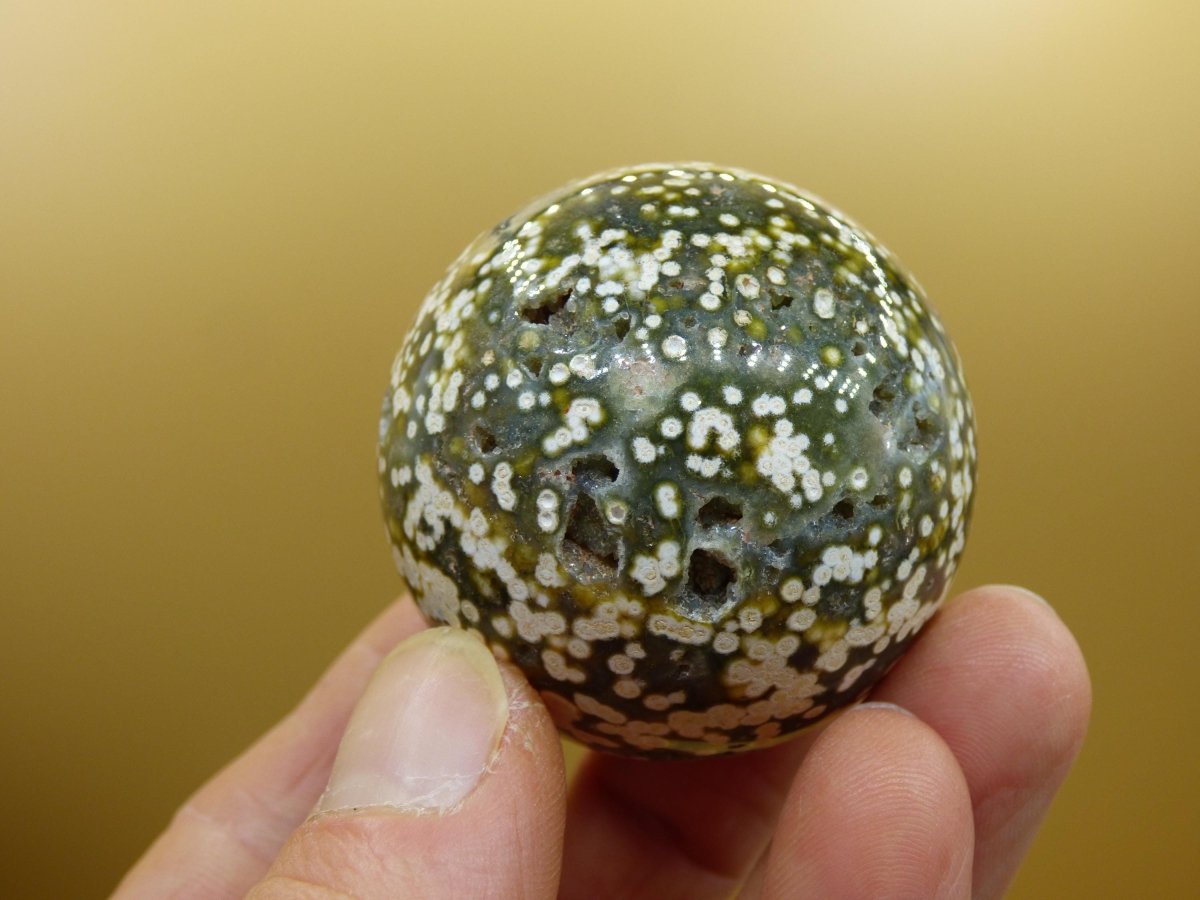 8 Adern Ocean Jaspis Orbicular grün weiß - Edelstein Kugel Rarität Natur Heilstein Deko Kristall Geschenk Er Sie Mann Frau Energie Selten - Art of Nature Berlin