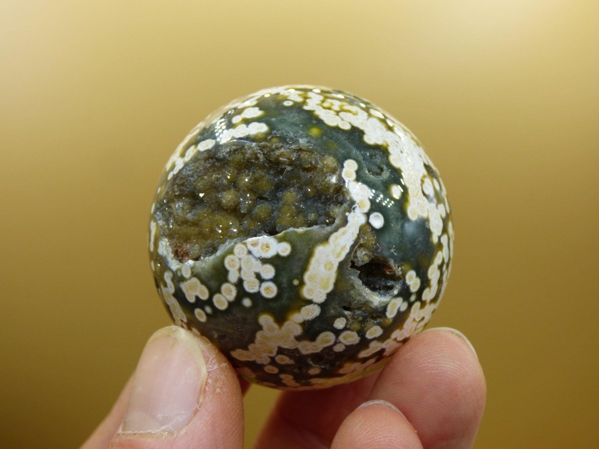 8 Adern Ocean Jaspis Orbicular grün weiß - Edelstein Kugel Rarität Natur Heilstein Deko Kristall Geschenk Er Sie Mann Frau Energie Selten - Art of Nature Berlin