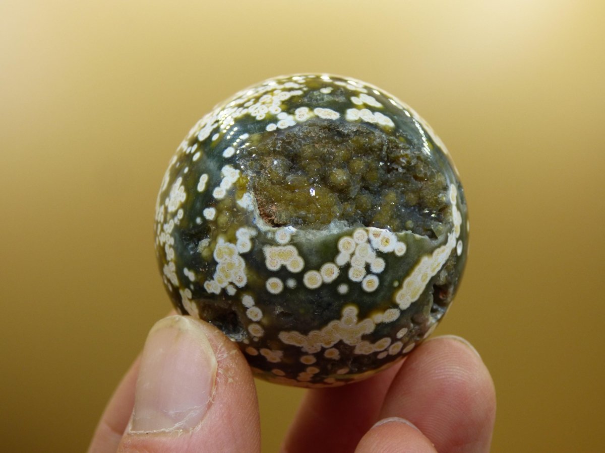8 Adern Ocean Jaspis Orbicular grün weiß - Edelstein Kugel Rarität Natur Heilstein Deko Kristall Geschenk Er Sie Mann Frau Energie Selten - Art of Nature Berlin