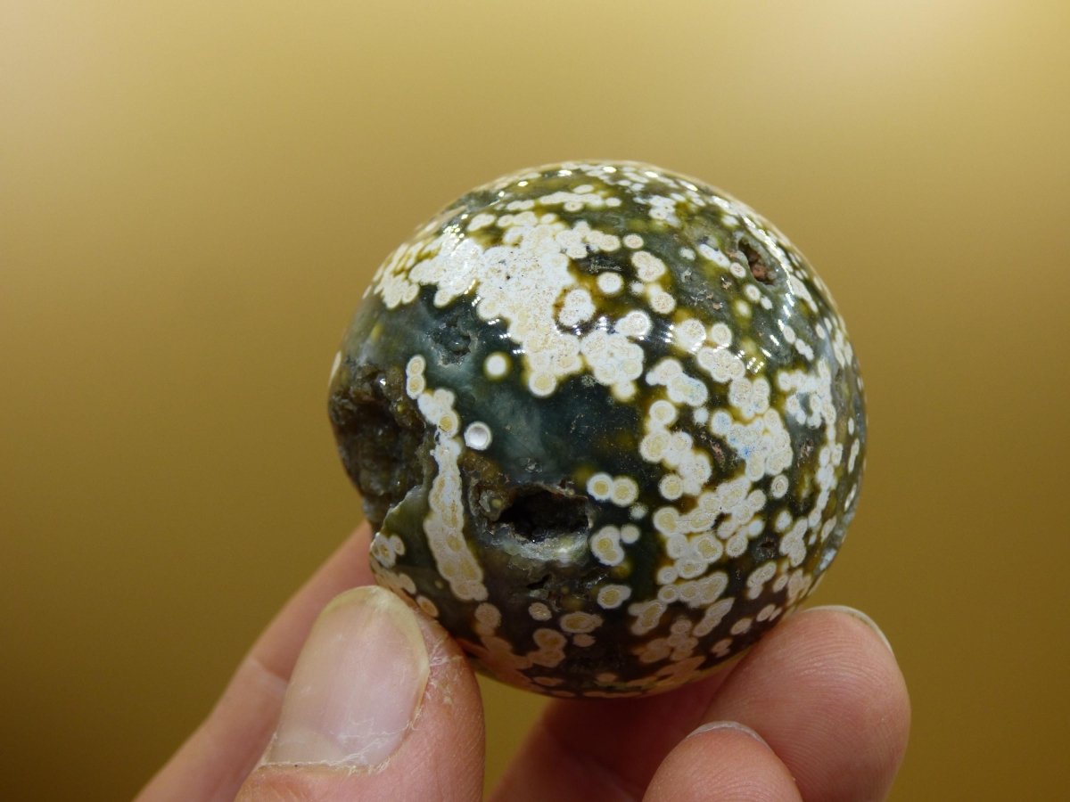 8 Adern Ocean Jaspis Orbicular grün weiß - Edelstein Kugel Rarität Natur Heilstein Deko Kristall Geschenk Er Sie Mann Frau Energie Selten - Art of Nature Berlin