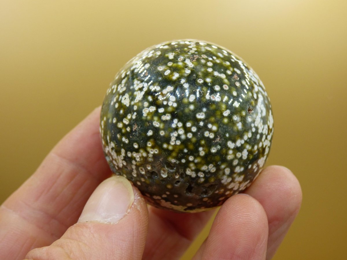8 Adern Ocean Jaspis Orbicular grün weiß - Edelstein Kugel Rarität Natur Heilstein Deko Kristall Geschenk Er Sie Mann Frau Energie Selten - Art of Nature Berlin